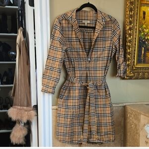 Burberry Beige and Black Plaid Dress Size 6